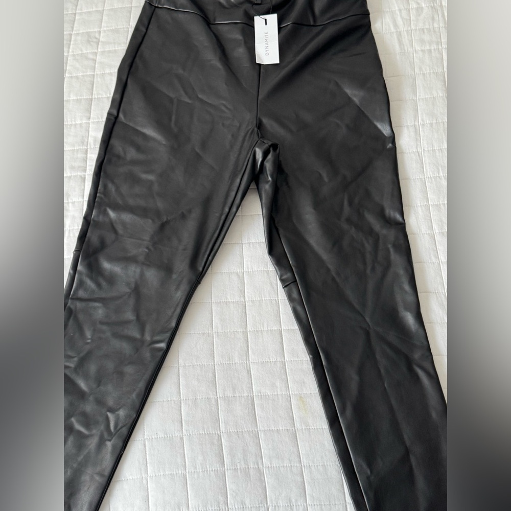 Dynamite Charcoal Faux Leather Trousers